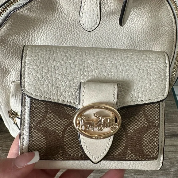 Coach Ivory Mini Backpack with Gold Accents / Bifold Wallet Included - Picture 10 of 16